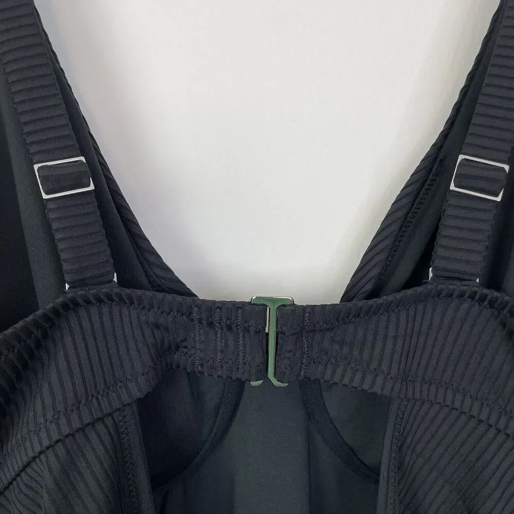 Madewell Plus Ribbed‎ Underwire Open-Back One-Piece Swimsuit 2X True Black NJ970